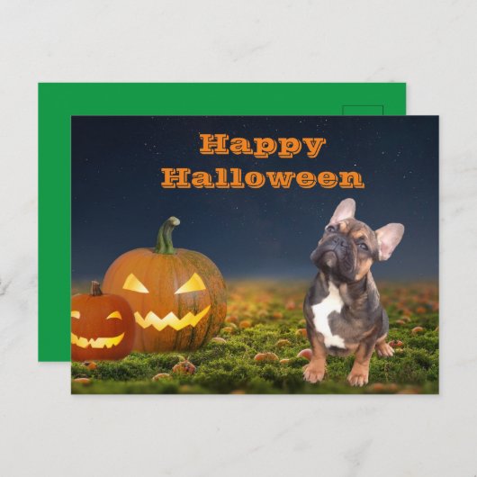 Halloween französische Bulldogge Postkarte (Vorne/Hinten)