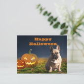 Halloween französische Bulldogge Postkarte (Stehend Vorderseite)