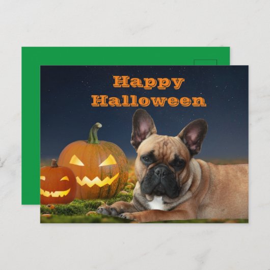 Halloween französische Bulldogge Postkarte (Vorne/Hinten)