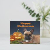 Halloween französische Bulldogge Postkarte (Stehend Vorderseite)