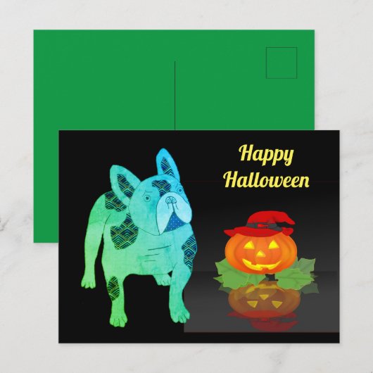 Halloween französische Bulldogge Postkarte (Vorne/Hinten)