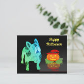 Halloween französische Bulldogge Postkarte (Stehend Vorderseite)