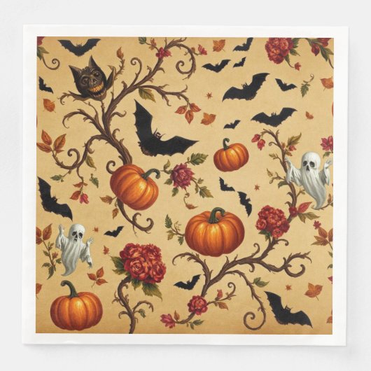 Halloween Französisches Musterpapier Napkin Serviette (Vorderseite)