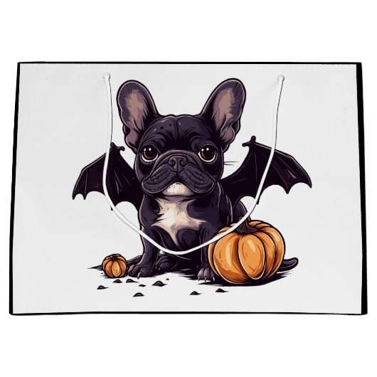 Halloween French Bulldog Bat Wings Pumpkins Große Geschenktüte (Vorderseite)