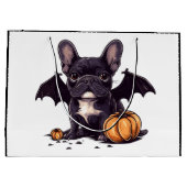 Halloween French Bulldog Bat Wings Pumpkins Große Geschenktüte (Rückseite)