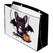 Halloween French Bulldog Bat Wings Pumpkins Große Geschenktüte (Rückseite Schrägansicht)