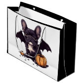 Halloween French Bulldog Bat Wings Pumpkins Große Geschenktüte (Vorderseite Schrägansicht)
