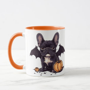 Halloween French Bulldog Bat Wings Pumpkins Tasse