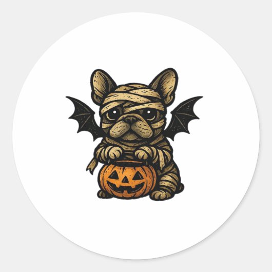Halloween French Bulldog � Cute Spooky Dog Art Cla Runder Aufkleber (Vorderseite)