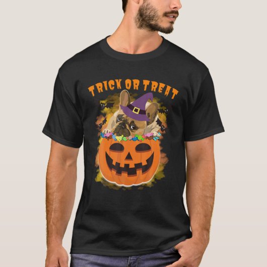 Halloween French Bulldog Lover, Funny Pugkin Pump T-Shirt (Vorderseite)