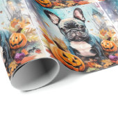 Halloween French Bulldog mit Pumpkins Beängstigend Geschenkpapier (Rolleneckpunkt)