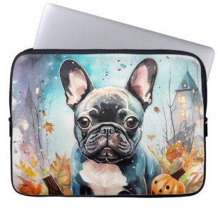 Halloween French Bulldog mit Pumpkins Beängstigend Laptopschutzhülle