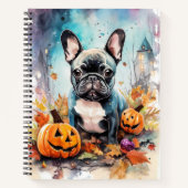 Halloween French Bulldog mit Pumpkins Beängstigend Notizblock (Vorderseite)