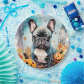Halloween French Bulldog mit Pumpkins Beängstigend Pappteller (Party)