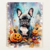 Halloween French Bulldog mit Pumpkins Beängstigend Planer (Vorderseite)