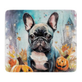 Halloween French Bulldog mit Pumpkins Beängstigend Schneidebrett (Vorderseite)