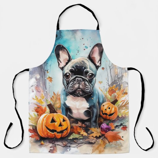 Halloween French Bulldog mit Pumpkins Beängstigend Schürze (Vorderseite)