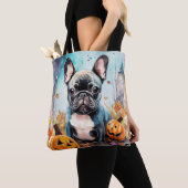 Halloween French Bulldog mit Pumpkins Beängstigend Tasche (Von Nahem)
