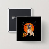 Halloween French Bulldog Trick oder Treat Pumpkin Button (Vorne & Hinten)