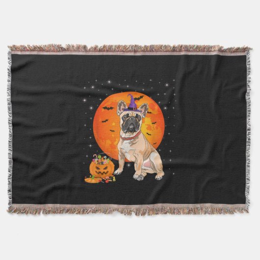 Halloween French Bulldog Trick oder Treat Pumpkin Decke (Vorderseite)