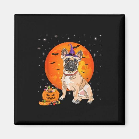 Halloween French Bulldog Trick oder Treat Pumpkin Magnet (Vorne)