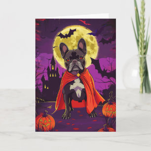 Halloween French Bulldog Vampire Pumpkins Beängsti Karte