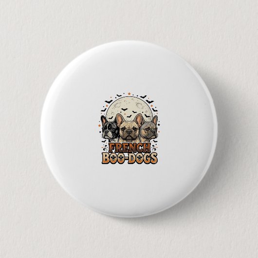 Halloween Frenchie Boo Hunde Lustig Vintage_1 Button (Vorderseite)