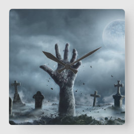 Halloween-Friedhof am Night Square, Wall-Uhr Quadratische Wanduhr
