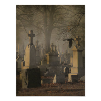 Halloween Friedhof Crows Fotodruck