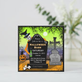 Halloween-Friedhof Einladung (Stehend Vorderseite)