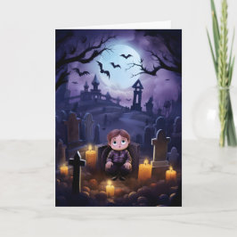 Halloween-Friedhof-Kinderleuchte Karte