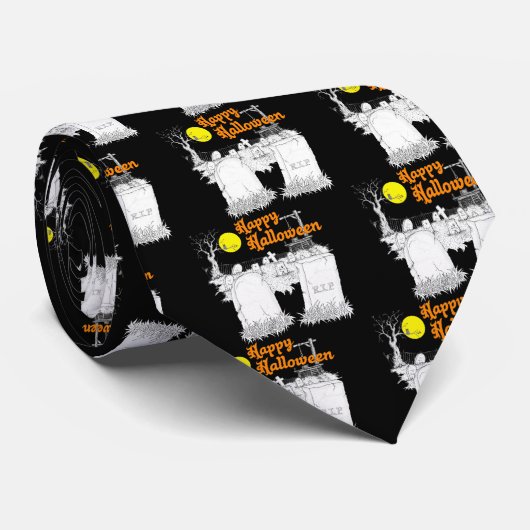halloween Friedhof Krawatte (Gerollt)