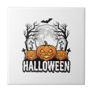 Halloween-Friedhof-Kürbis-vintage Gravur-Desi Fliese
