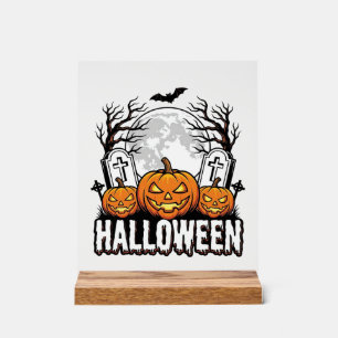 Halloween-Friedhof-Kürbis-vintage Gravur-Design Acrylschild