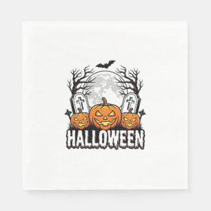 Halloween-Friedhof-Kürbis-vintage Gravur-Design Serviette