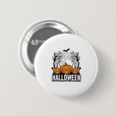 Halloween-Friedhof-Kürbis-Vintage-Stich-Design Button (Vorne & Hinten)