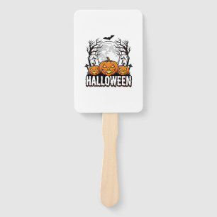 Halloween-Friedhof-Kürbis-Vintage-Stich-Design Fächer