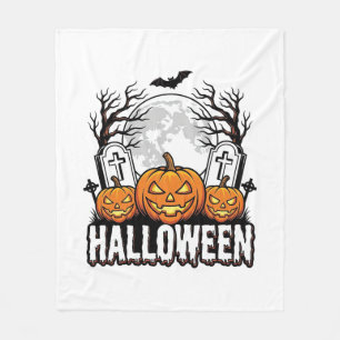 Halloween-Friedhof-Kürbis-Vintage-Stich-Design Fleecedecke