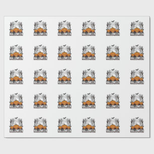 Halloween-Friedhof-Kürbis-Vintage-Stich-Design Geschenkpapier