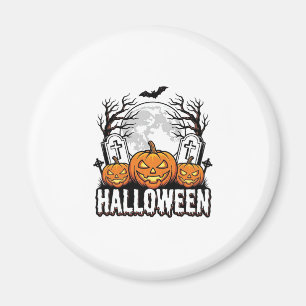 Halloween-Friedhof-Kürbis-Vintage-Stich-Design Magnet