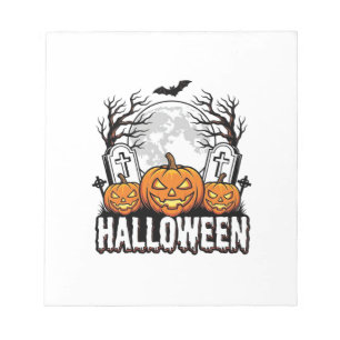 Halloween-Friedhof-Kürbis-Vintage-Stich-Design Notizblock