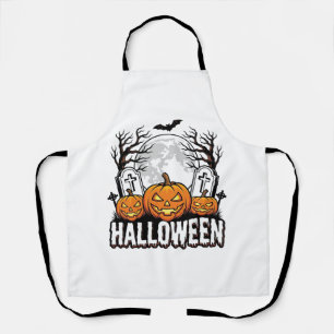 Halloween-Friedhof-Kürbis-Vintage-Stich-Design Schürze