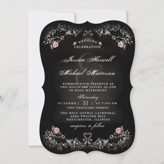 Halloween Friedhof Liebe Bracket Hochzeit Einladun Einladung (Rückseite)