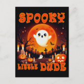 Halloween Friedhof mit niedlichem Geist und Riesen Postkarte (Vorderseite)