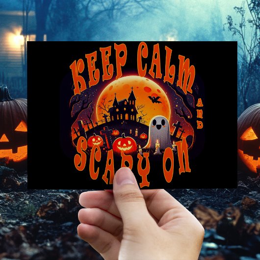 Halloween Friedhof niedlicher Geist und Jack-O-Lan Postkarte