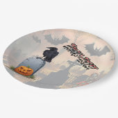 Halloween-Friedhof Pappteller (Schrägansicht)