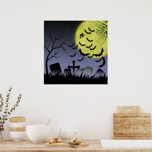 Halloween-Friedhof Poster (Küche)