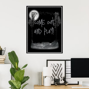 Halloween-Friedhof-Silhouette Poster