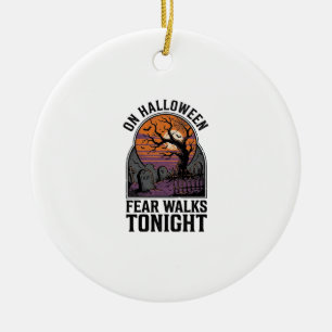 Halloween-Friedhof-Sonnenuntergang-Vintage-Gruseli Keramik Ornament