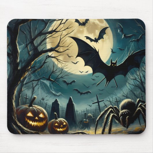 Halloween-Friedhof-Szene-Mauspad Mousepad (Vorne)